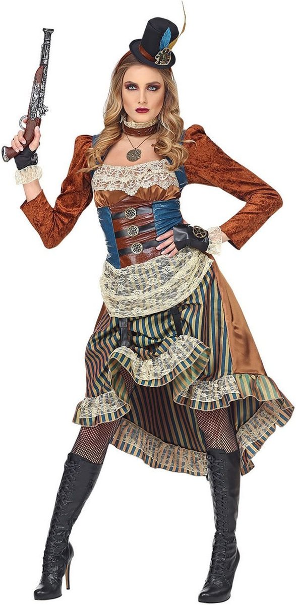 Steampunk Kostuum | Chique Steampunk Dame Industrieel Tijdperk | Vrouw | Medium | Carnaval kostuum | Verkleedkleding